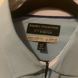 Report Collection 4-Way Stretch Slim Fit Button Up Dress Shirt for Men.